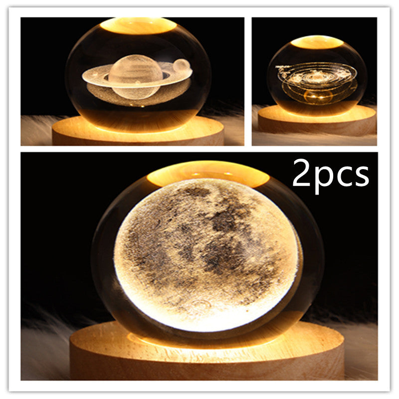 3D Crystal Ball Table Moon Lamp - Best Sustainable Home Decor