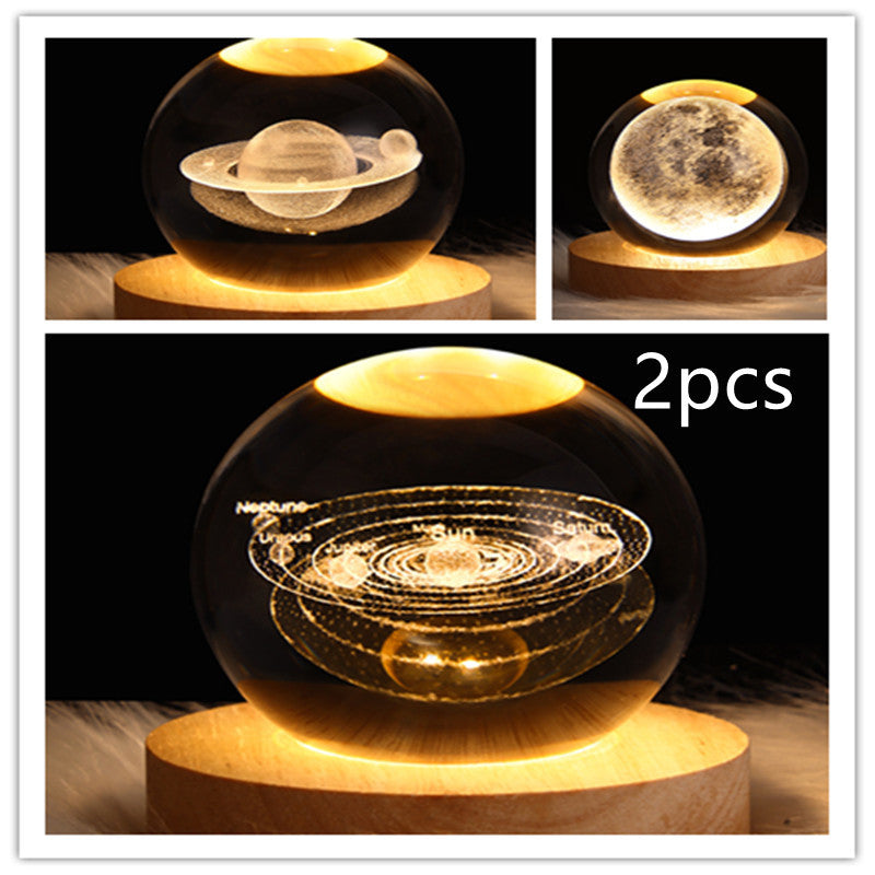 3D Crystal Ball Table Moon Lamp - Best Sustainable Home Decor