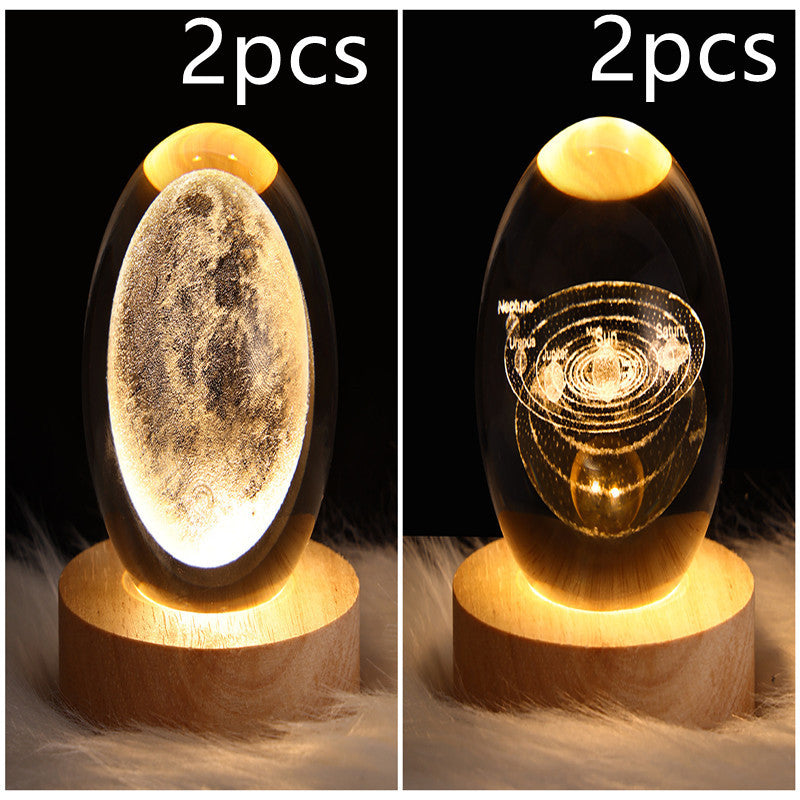 3D Crystal Ball Table Moon Lamp - Best Sustainable Home Decor