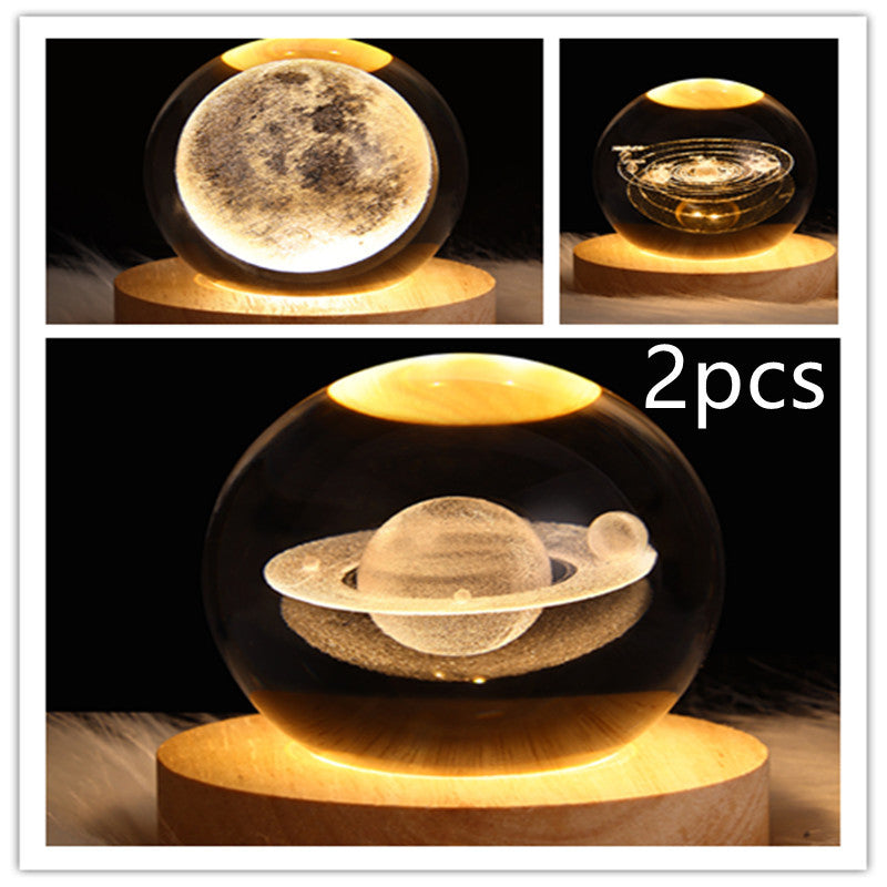 3D Crystal Ball Table Moon Lamp - Best Sustainable Home Decor