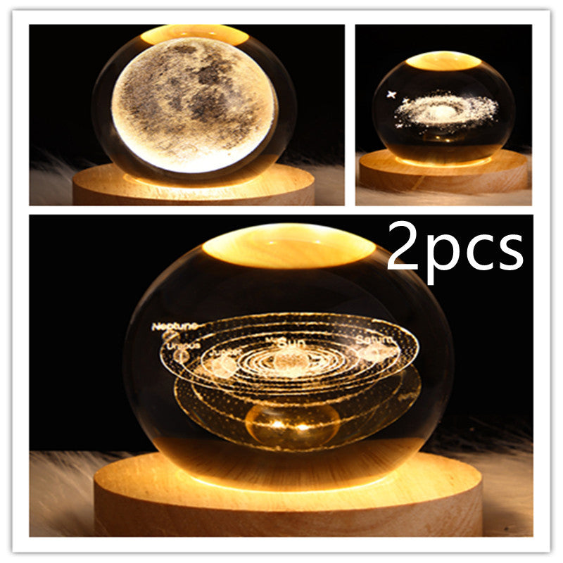 3D Crystal Ball Table Moon Lamp - Best Sustainable Home Decor