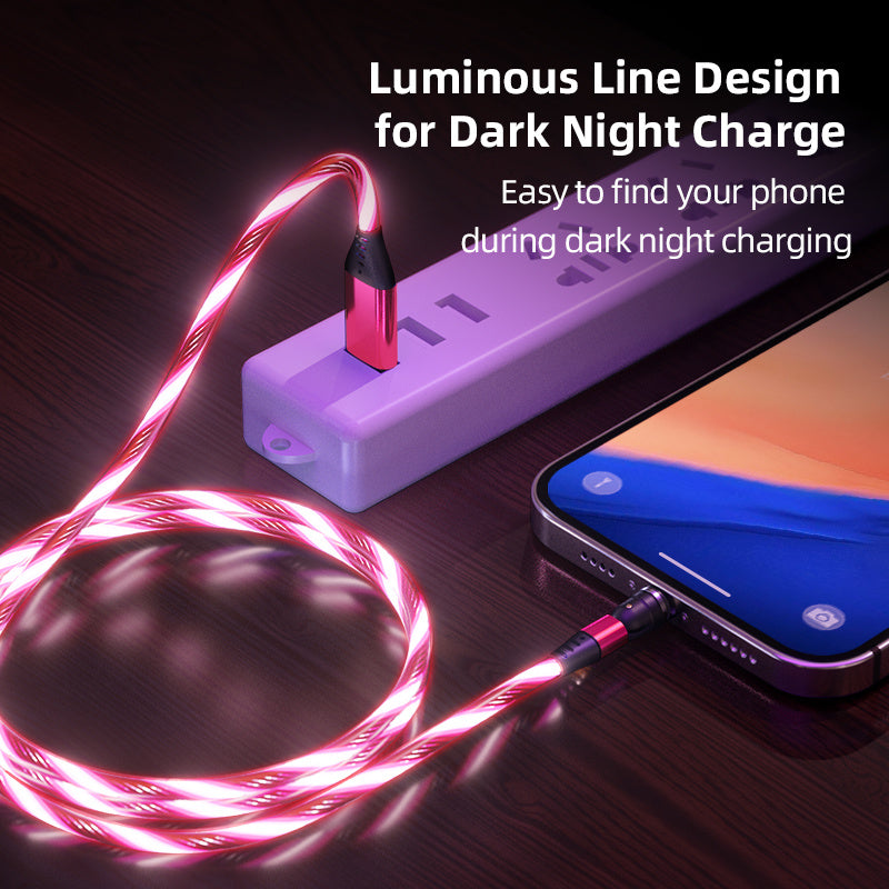 540 Rotate Luminous Magnetic Cable 3A Fast Charging Mobile Phone Charge Cable For LED Micro USB Type C For I Phone Cable - Best Sustainable Home Decor