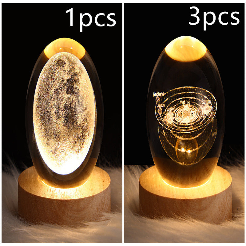 3D Crystal Ball Table Moon Lamp - Best Sustainable Home Decor