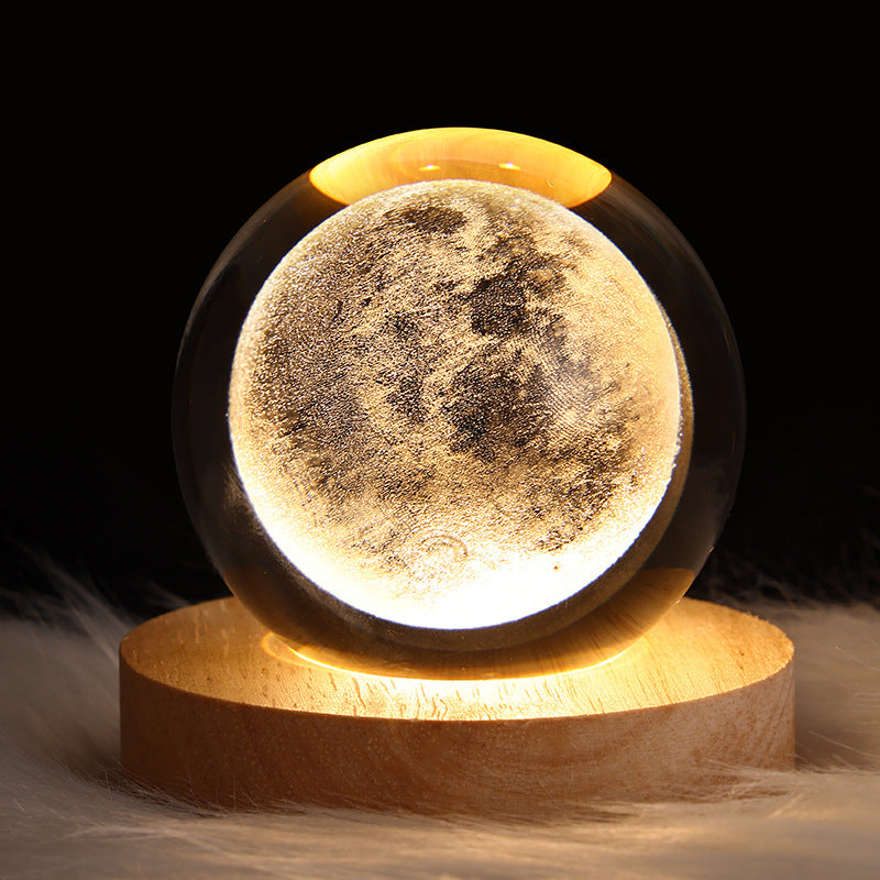 3D Crystal Ball Table Moon Lamp - Best Sustainable Home Decor